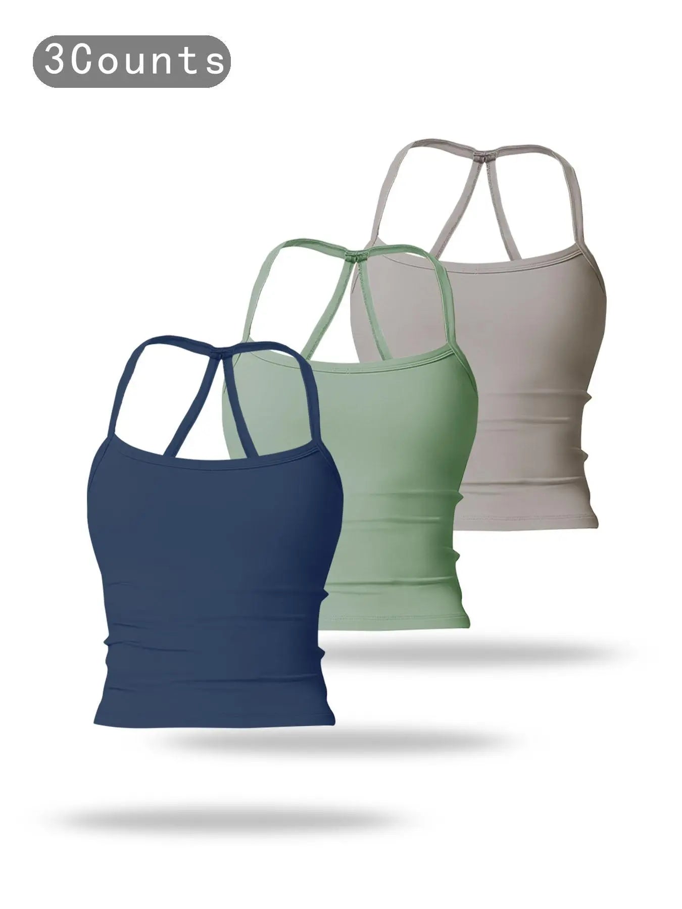 Women's Solid Backless Sports Cami Top, Quick Drying Breathable Sports Cami Top