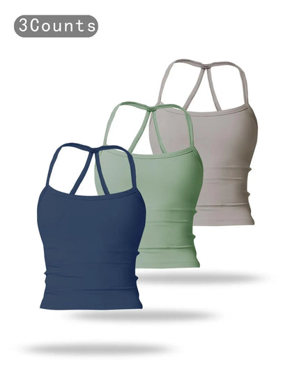Women's Solid Backless Sports Cami Top, Quick Drying Breathable Sports Cami Top