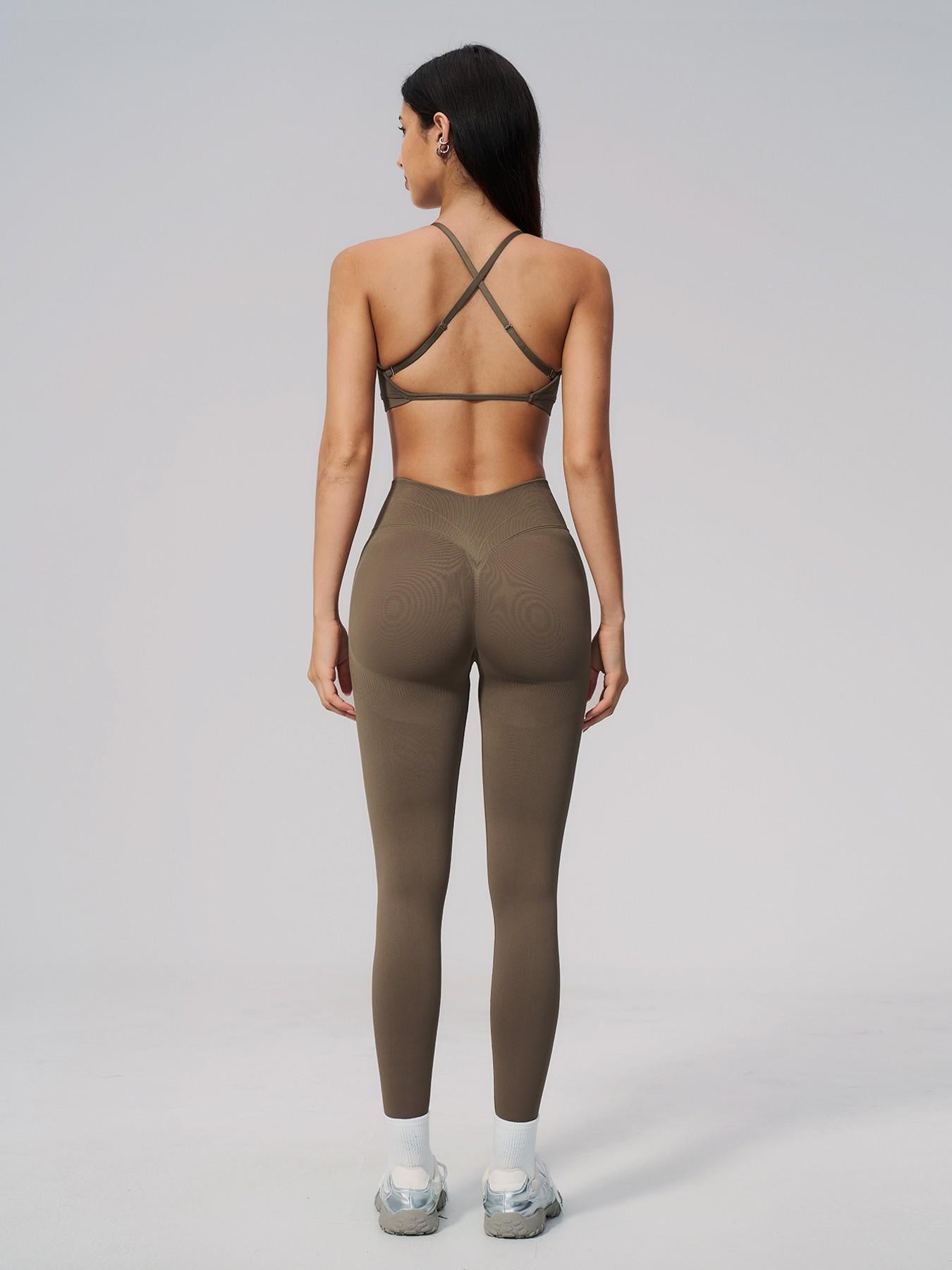 Seamless Knitted Sport Set, Cross Back Waist Trainer High-Waist Fitness Running Yoga for Women - image 12