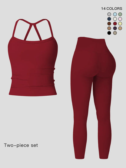 Women's Quick-Dry Yoga Vest Set, Activewear Workout Set