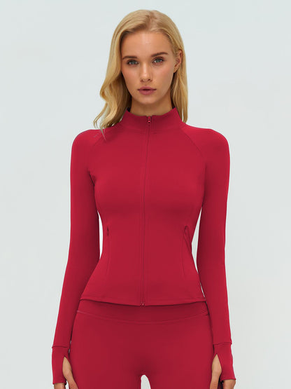 Women's Long Sleeve Essential Yoga Jacket with Zipper Pockets, Fleece Lined Tight Fit Outdoor Sports… - image 13