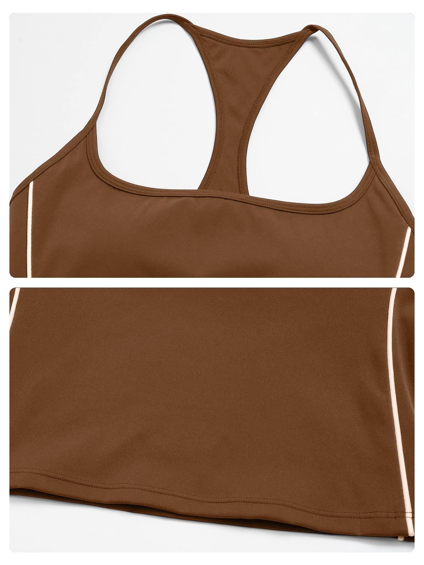 Women's Summer Yoga Set, Fuzzy Contrast Backless Sports with Bra Padding - image 17