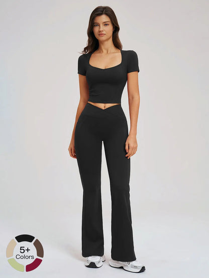 Women's Yoga Set, Naked Feeling Tight-Fitting Fashion Casual Outdoor Running Sports Suit