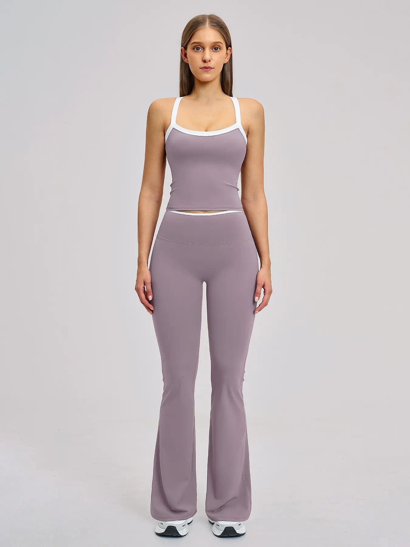 Women's Colorblock Sports Set, Sports Bra & Flare Leg Pants