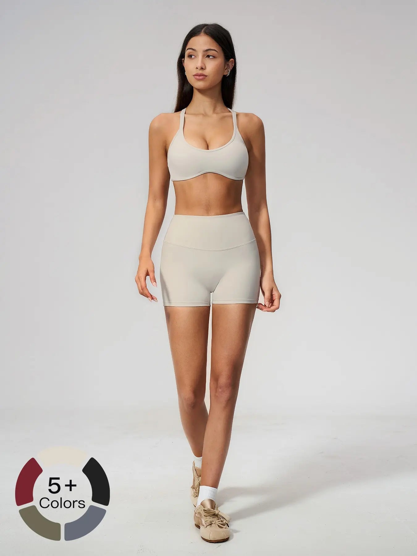 Women's High Waist Workout Set, Gym Shorts Top - image 3