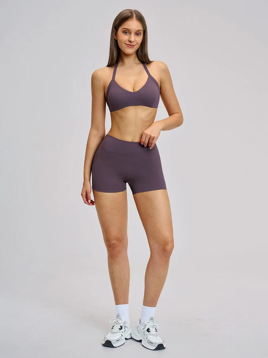 Cross-Border Brushed Yoga Set, Hollow Back Halter Top - image 6