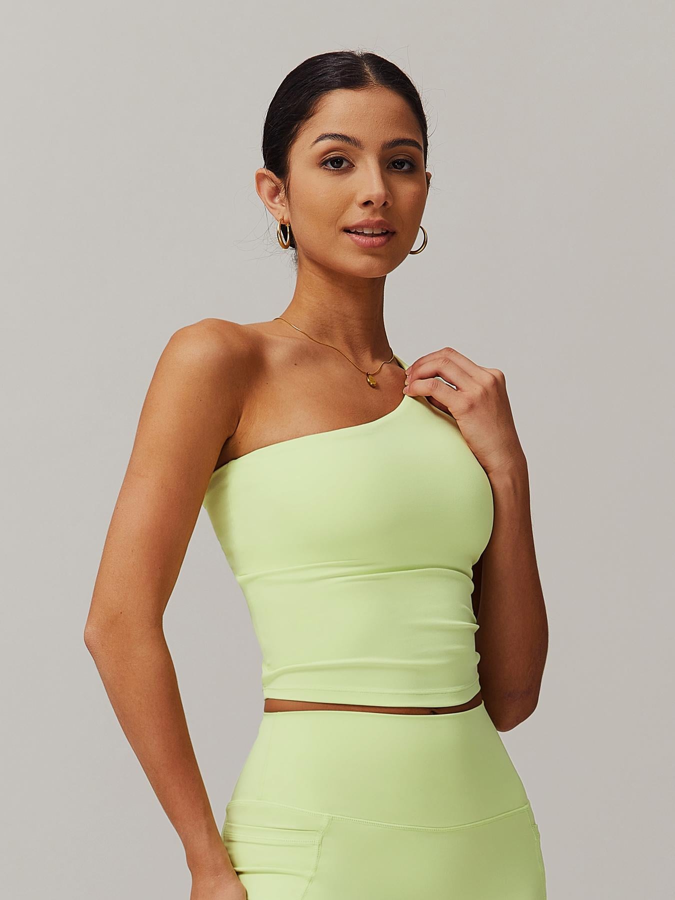 Women's Solid Color One Shoulder Sports Bra, High Stretch Comfortable Breathable Quick Drying Yoga Bra - image 15