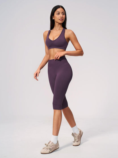 Seamless Yoga Workout Set, V-Neck Tight Fit Quick-Dry Moisture-Wicking High Waist Butt Lifting Sports… - image 15