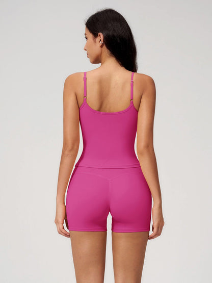 Women's Yoga Tank Top Set, Fitted Shorts for Outdoor Activities - image 13