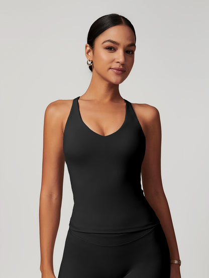 Women's Solid Color Criss Cross Back Sports Bra, Workout Bra - image 14