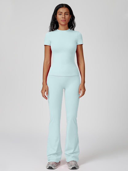 Women's Sporty Two-Piece Set, Quick-Dry Slim Fit T-Shirt & High Waist Yoga Pants - image 14