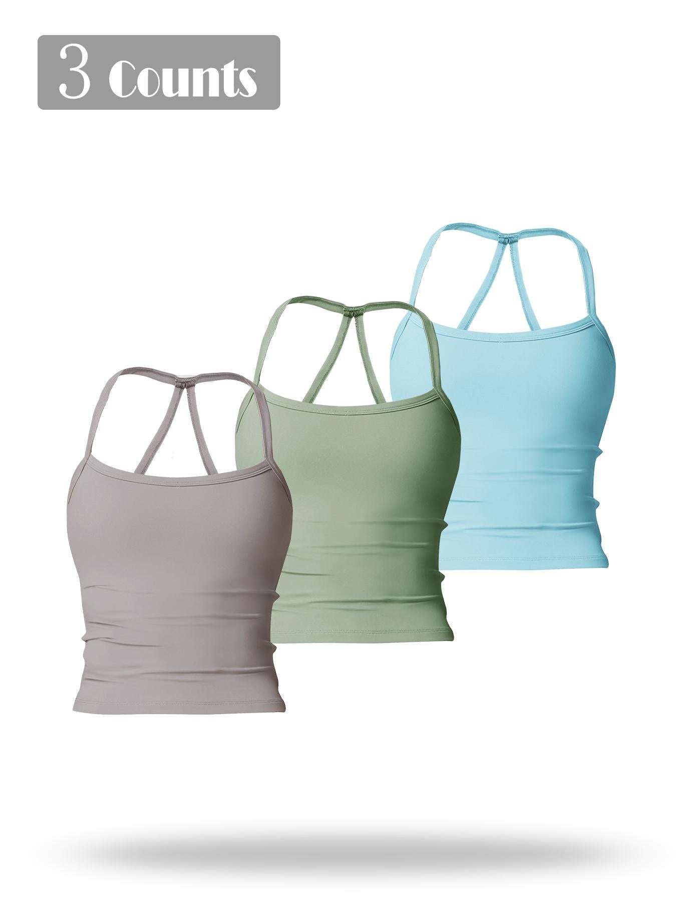 Women's Solid Backless Sports Cami Top, Quick Drying Breathable Sports Cami Top - image 26