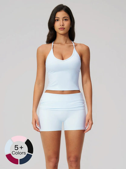 Cross-Border Fuzzy Yoga Set, Halter Backless High-End Fitness Running Sports Yoga Wear