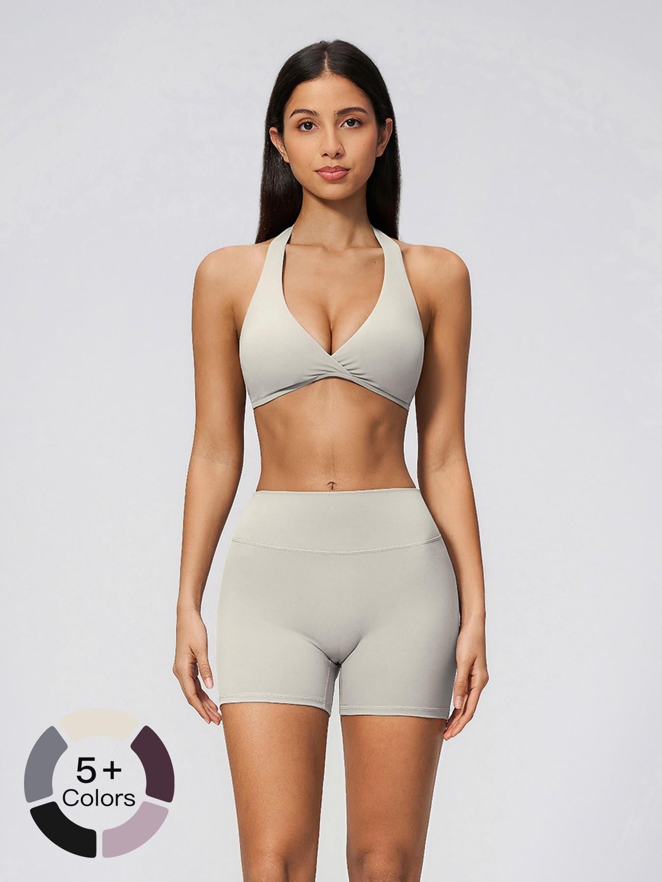 Summer New Athletic Yoga Set Deep V Lift Butt Slimming Running Sports Three-Quarter Pants, Women's Yoga - image 22