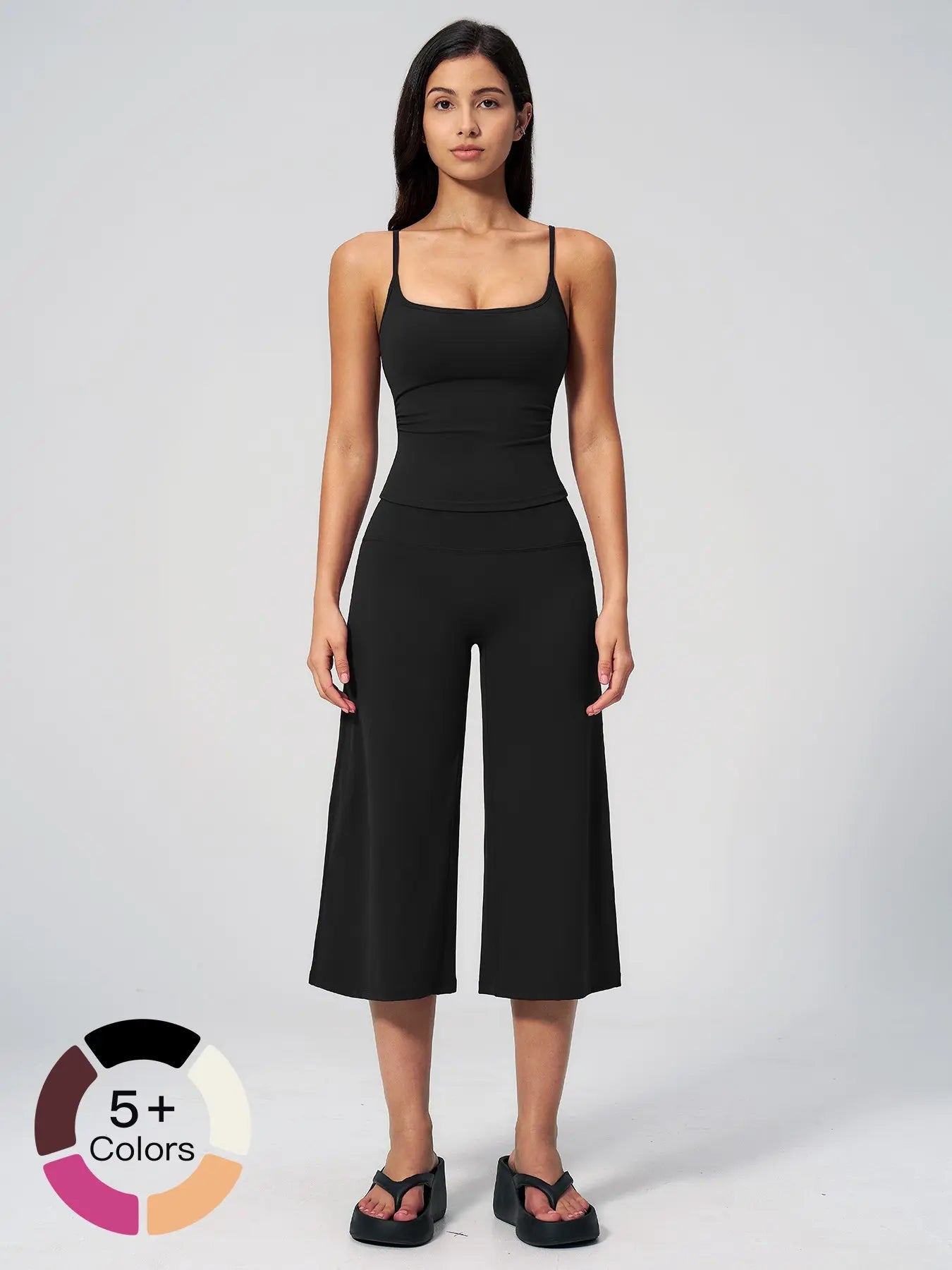 Yoga Tank Top High Waist Quick-Dry Casual Mid-Length Pants Running Outdoor Athletic Sportswear Yoga…