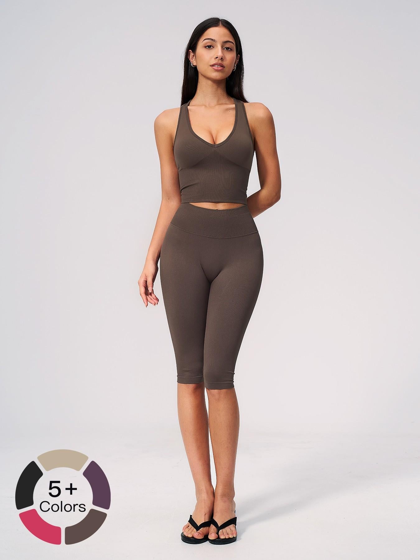 Women's Yoga Set, High-End V Neck Fitness Wear - image 21
