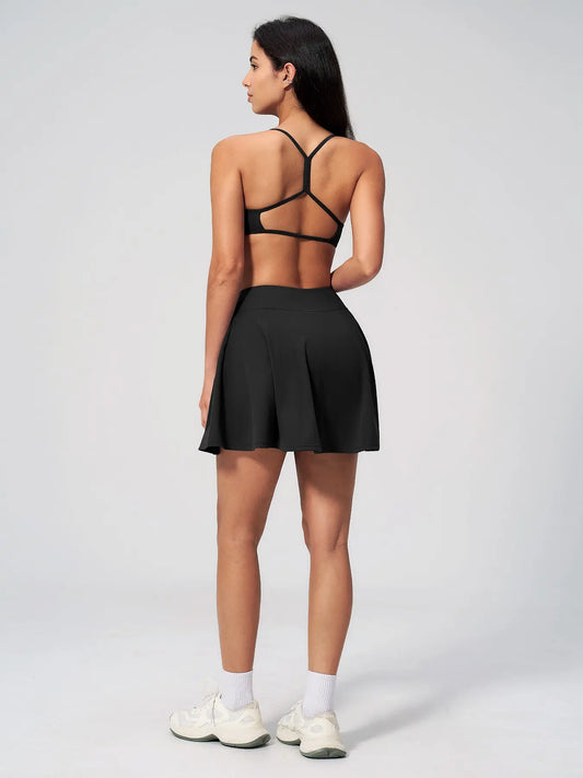 Two-Piece Sports Backless Yoga Set, Anti-Exposure Fake Two-Piece Running Sportswear - image 8