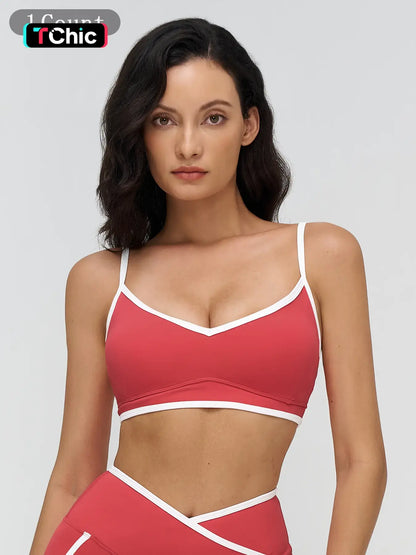 Women's Colorblock Yoga Bralette, Dual Shoulder Straps Design