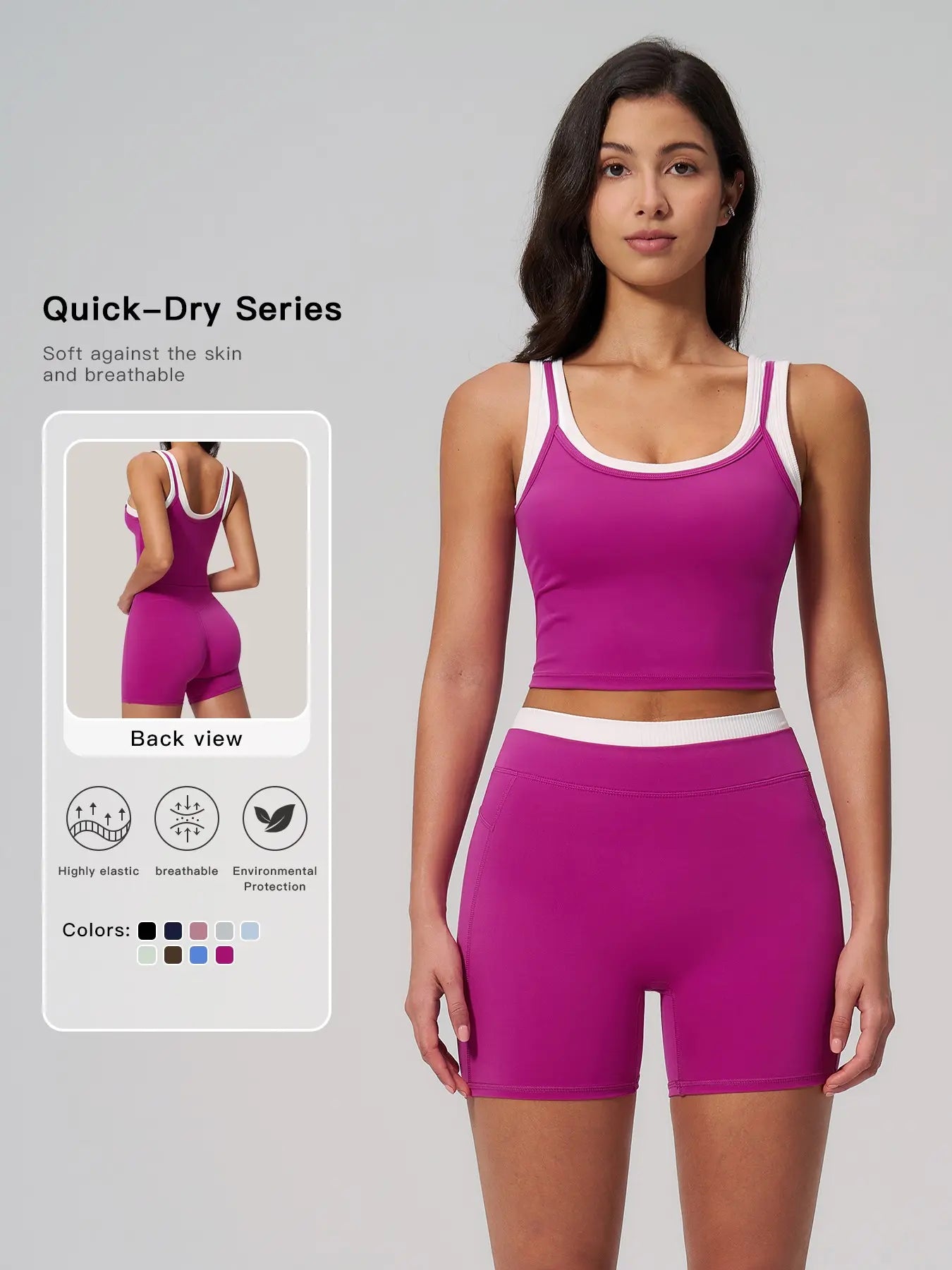 Women's Two-Piece Versatile Colorblock Yoga Set, High-Waisted Ribbed Casual Sportswear for Gym