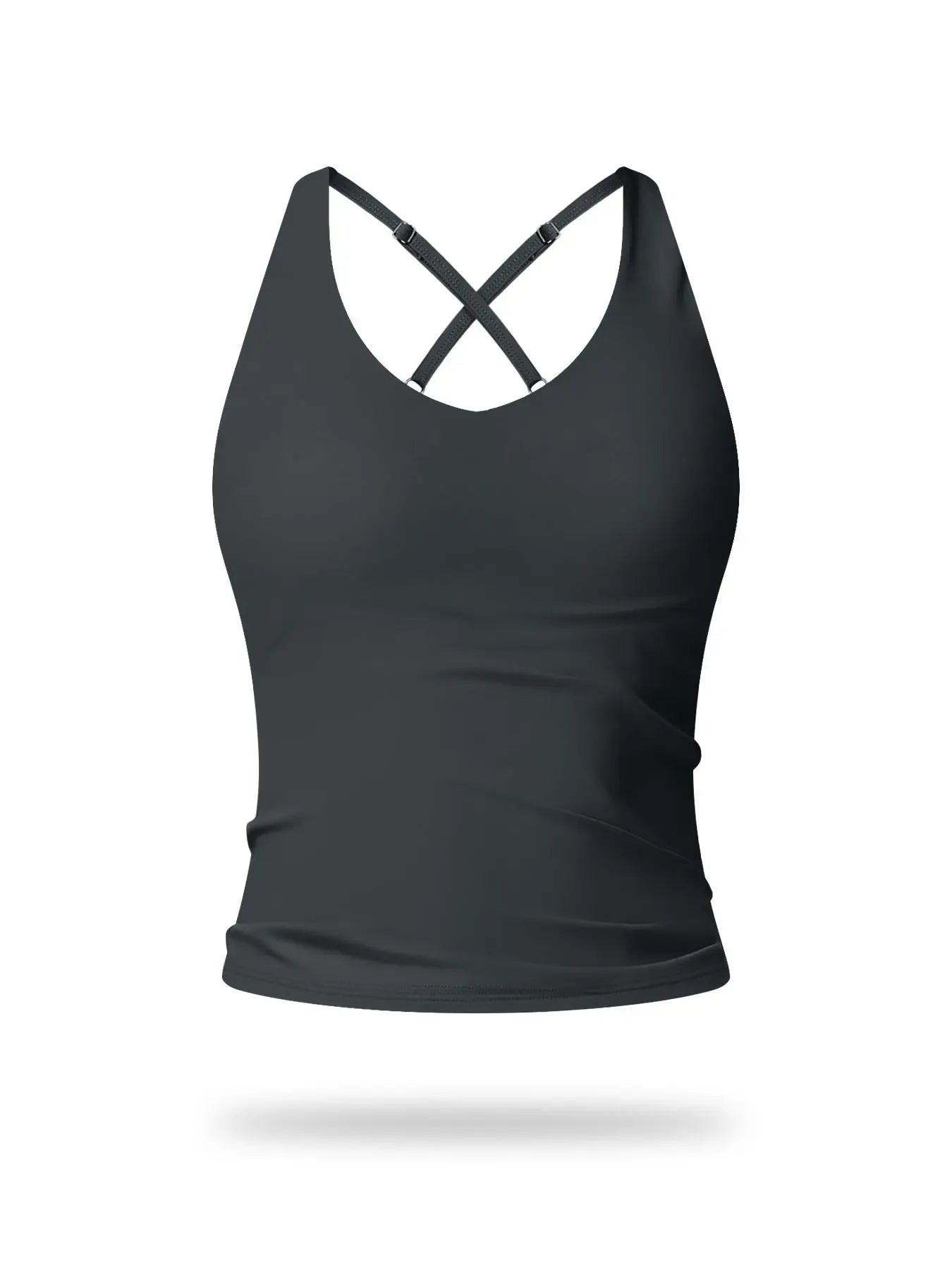 Women's Solid Color Criss Cross Back Sports Bra, Workout Bra - image 4