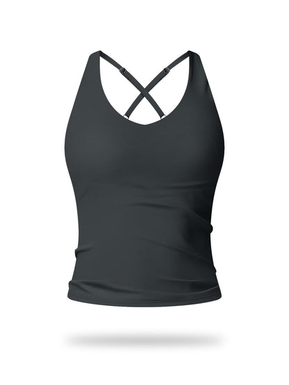 Women's Solid Color Criss Cross Back Sports Bra, Workout Bra - image 21