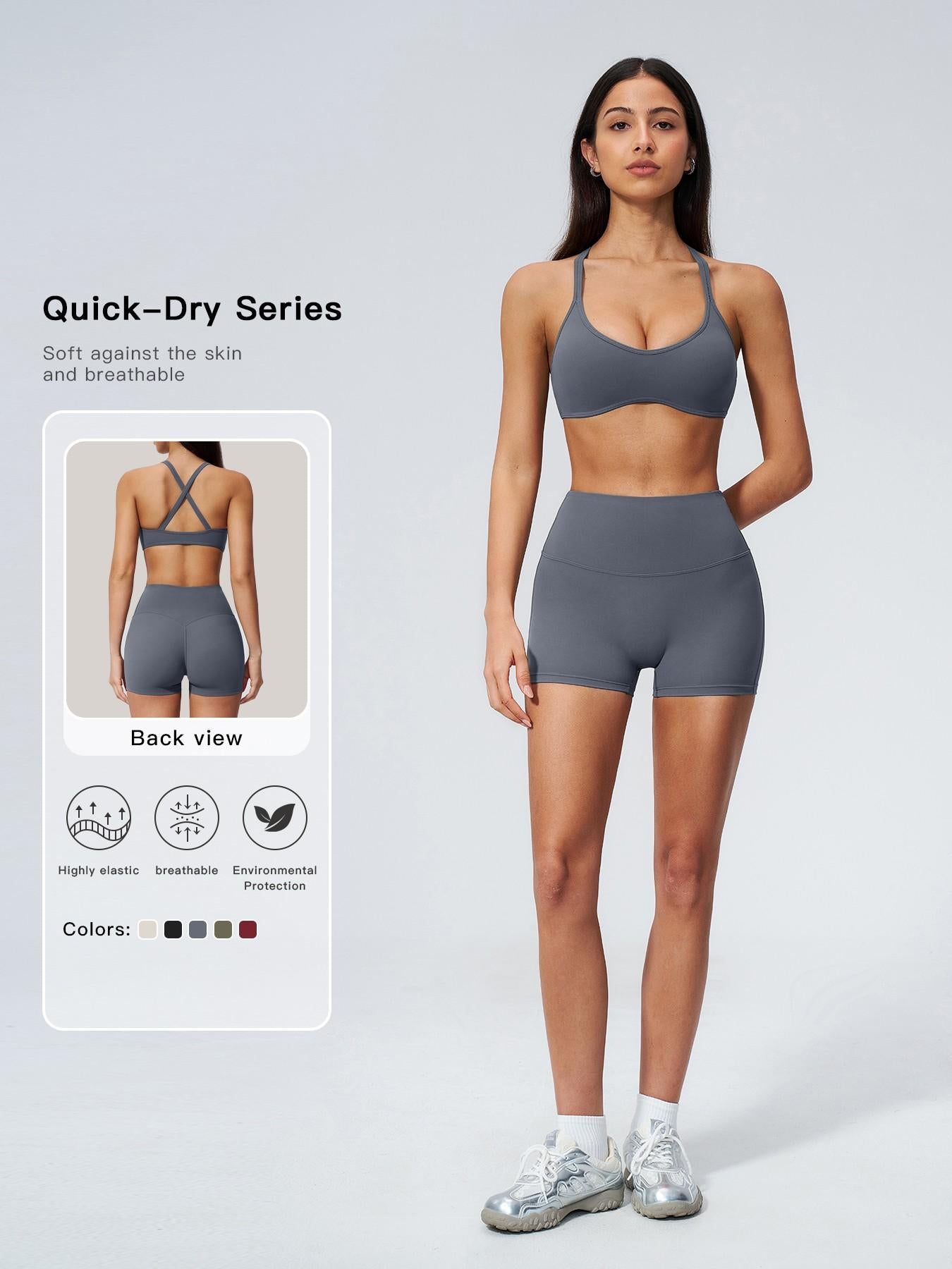 Women's High Waist Workout Set, Gym Shorts Top - image 11