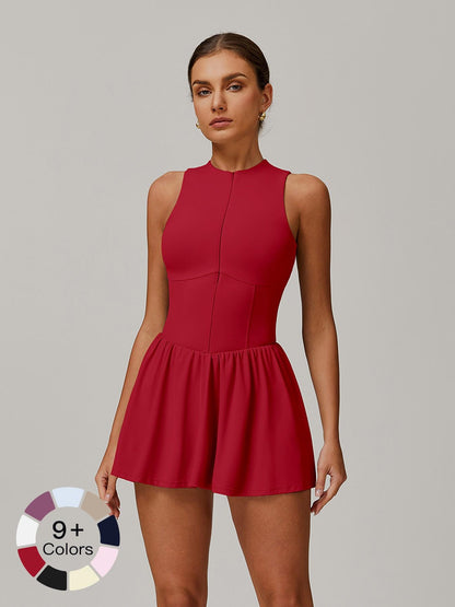Cloudy Feel Fake Two-Piece Stand Collar Dress, Outdoor Running Anti-Exposure Underwear - image 13