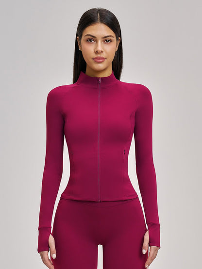 Women's Long Sleeve Yoga Essential Jacket with Zipper Pockets, Fleece Lined Tight Fit Outdoor Sports… - image 10