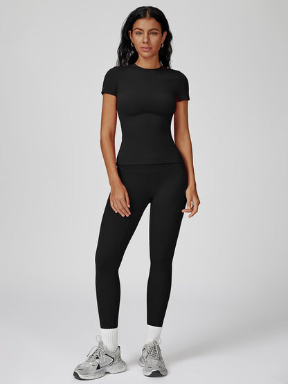 Women's High-Strength Yoga Set, Sporty High Stretch Round Neck Slim-Fit Workout - image 13