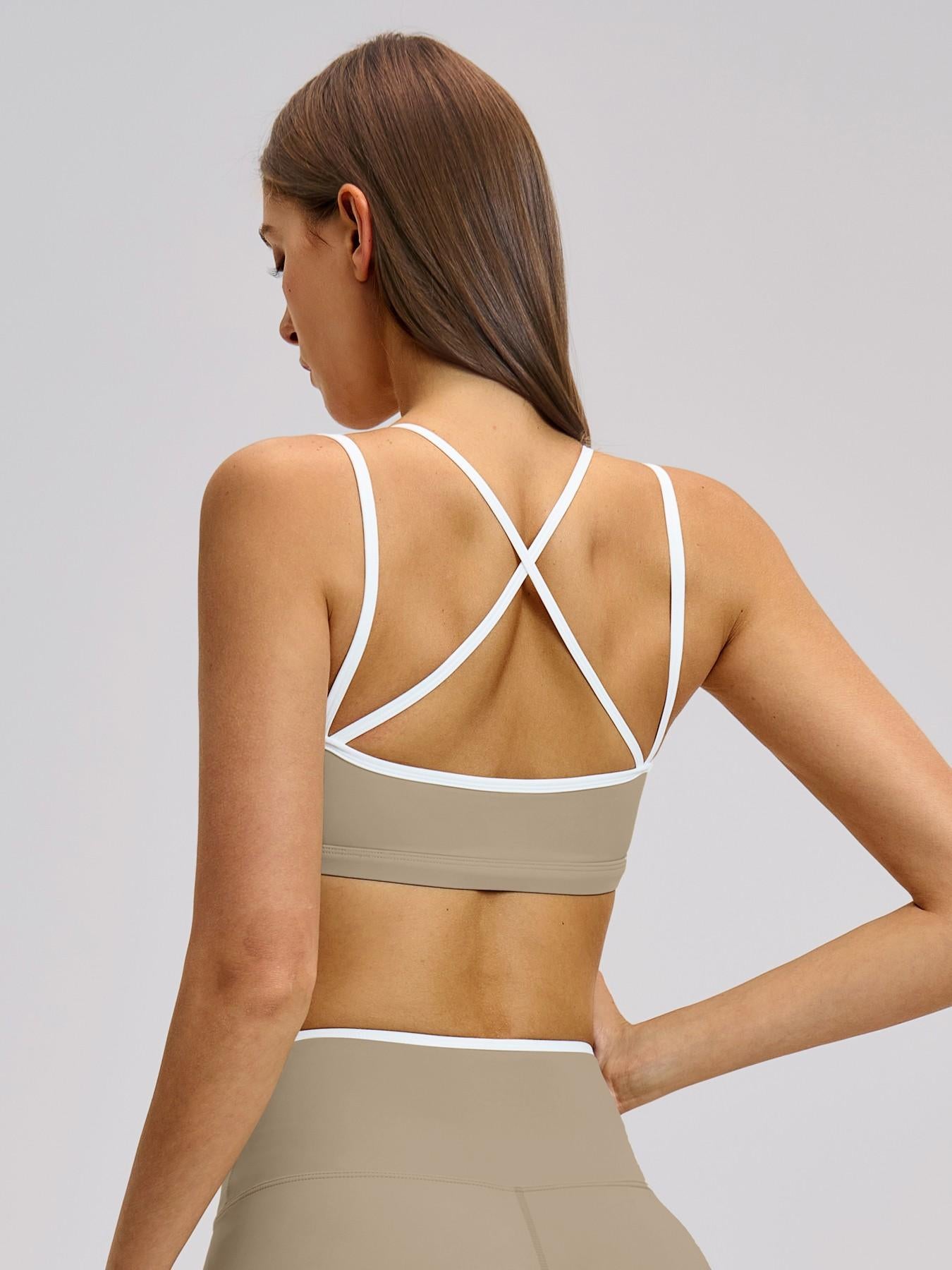 Colorblock Skin-Touch Stretch Sports Bra, Workout Bra - image 12