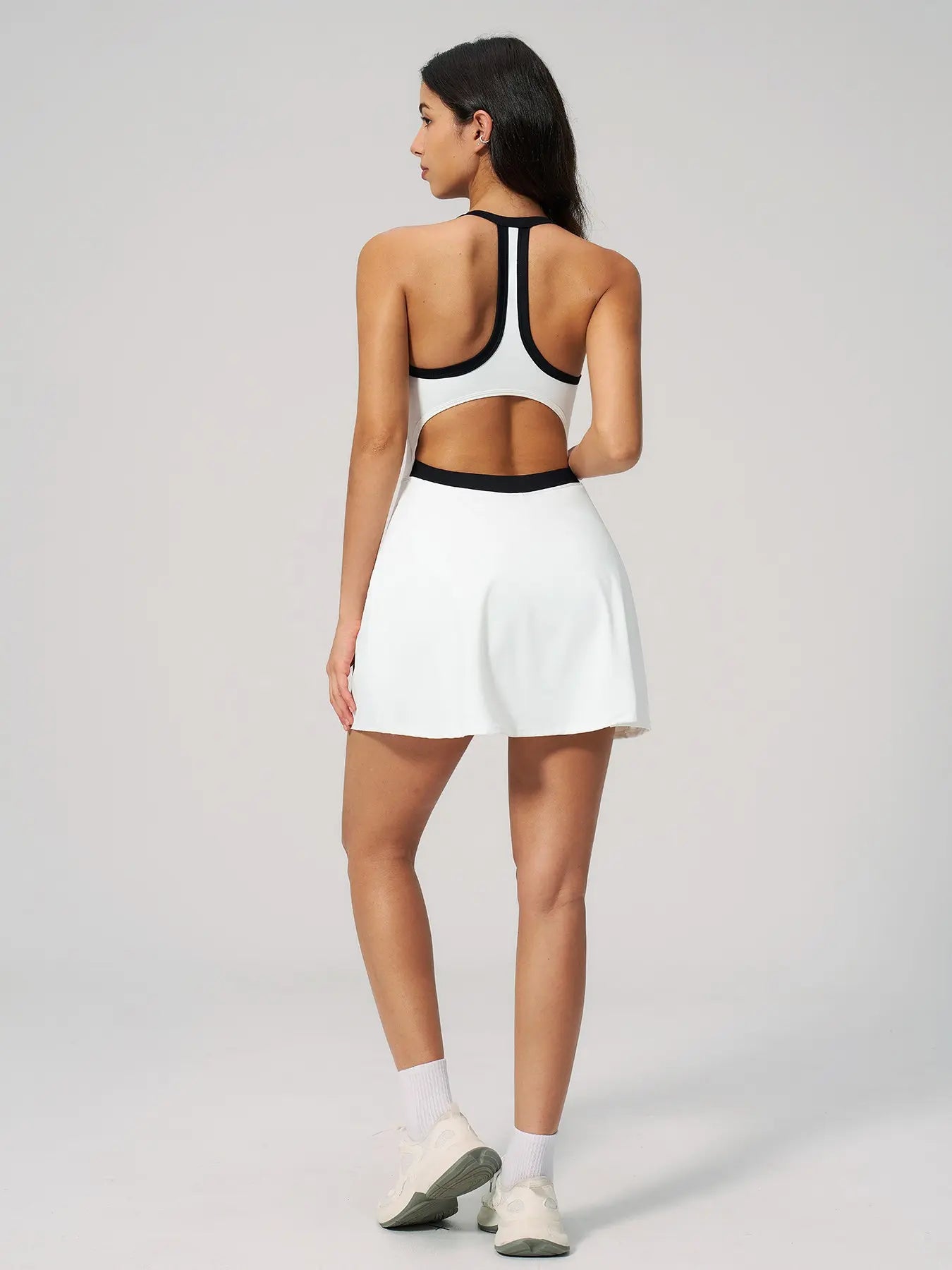 Women's Bare Feel Yoga Dress, Hollow Out Breathable Slim Fit Workout Apparel - image 6