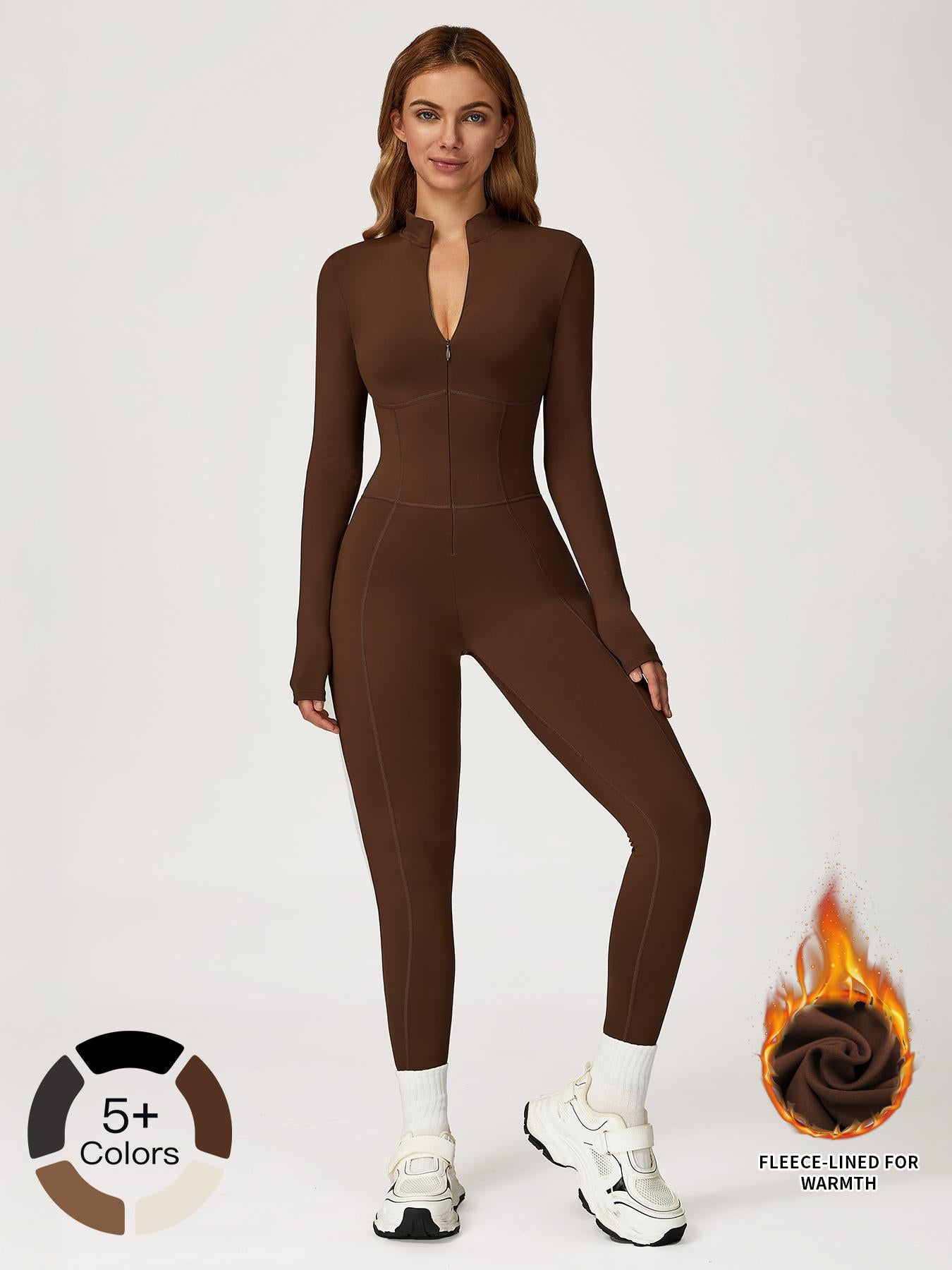 Women's One-Piece Jumpsuit with Stand Collar Zipper Design, Warm Long Sleeve Outdoor Casual Sports… - image 17