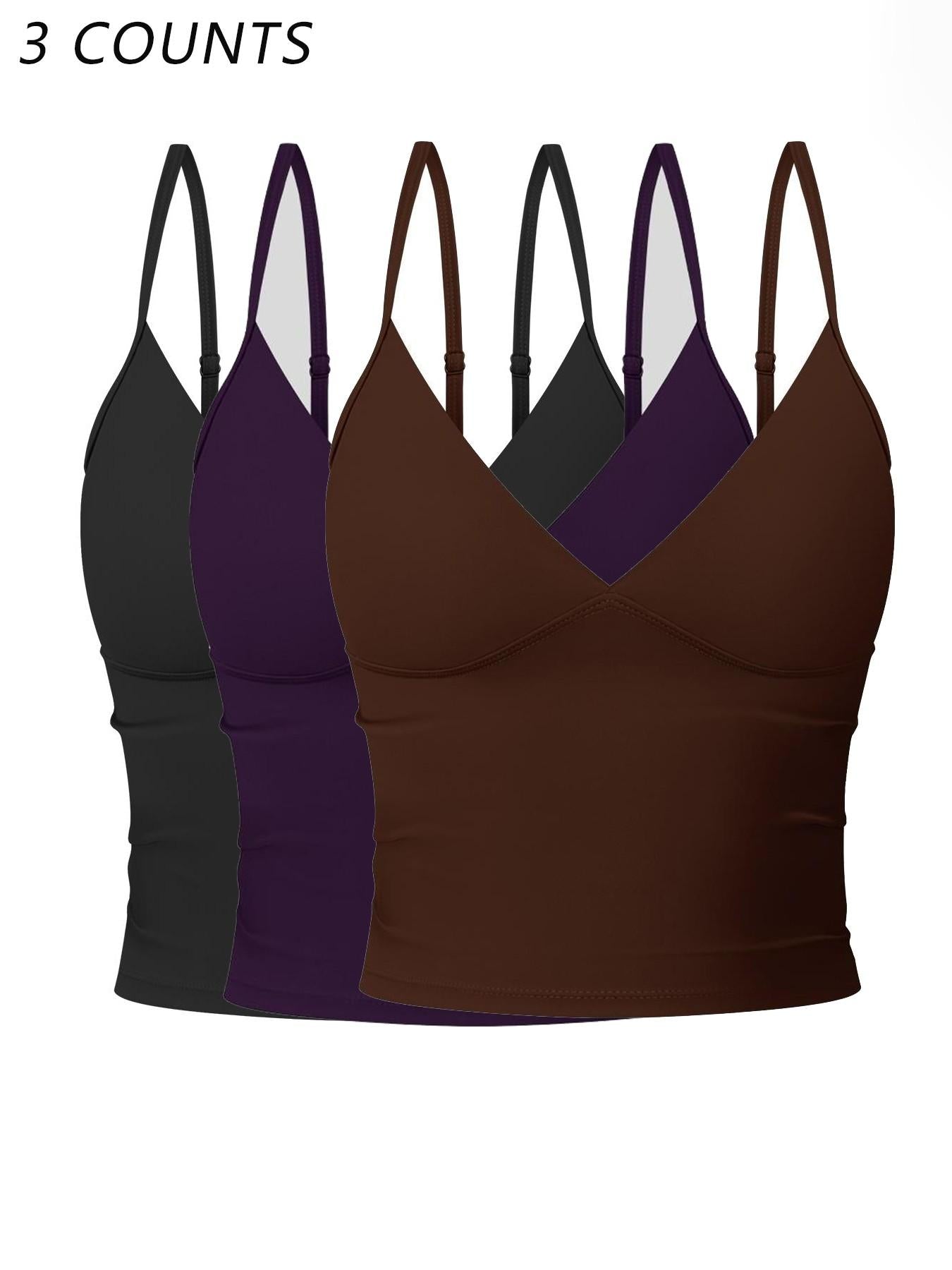 Women's Solid Color Sports Cami Top, Breathable Comfortable Sports Top - image 28