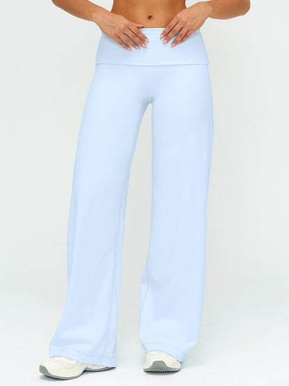 Fleece Long Pants, Folded Waist Loose Wide Leg Slimming Pants - image 15