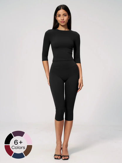 Women's New Fleece Sports Two-Piece Set, High-Waist Slim-Fit for Pilates