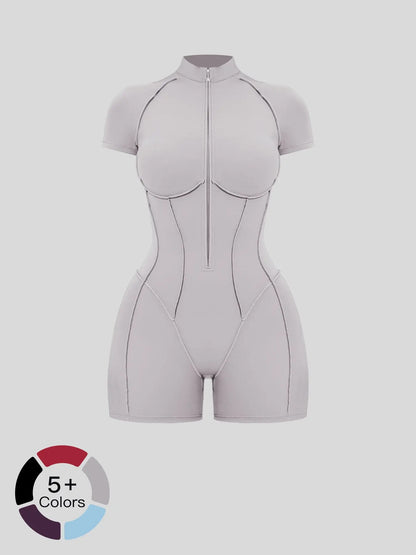 European and American Cross-Border Fitness One-Piece, Stand Collar Zipper