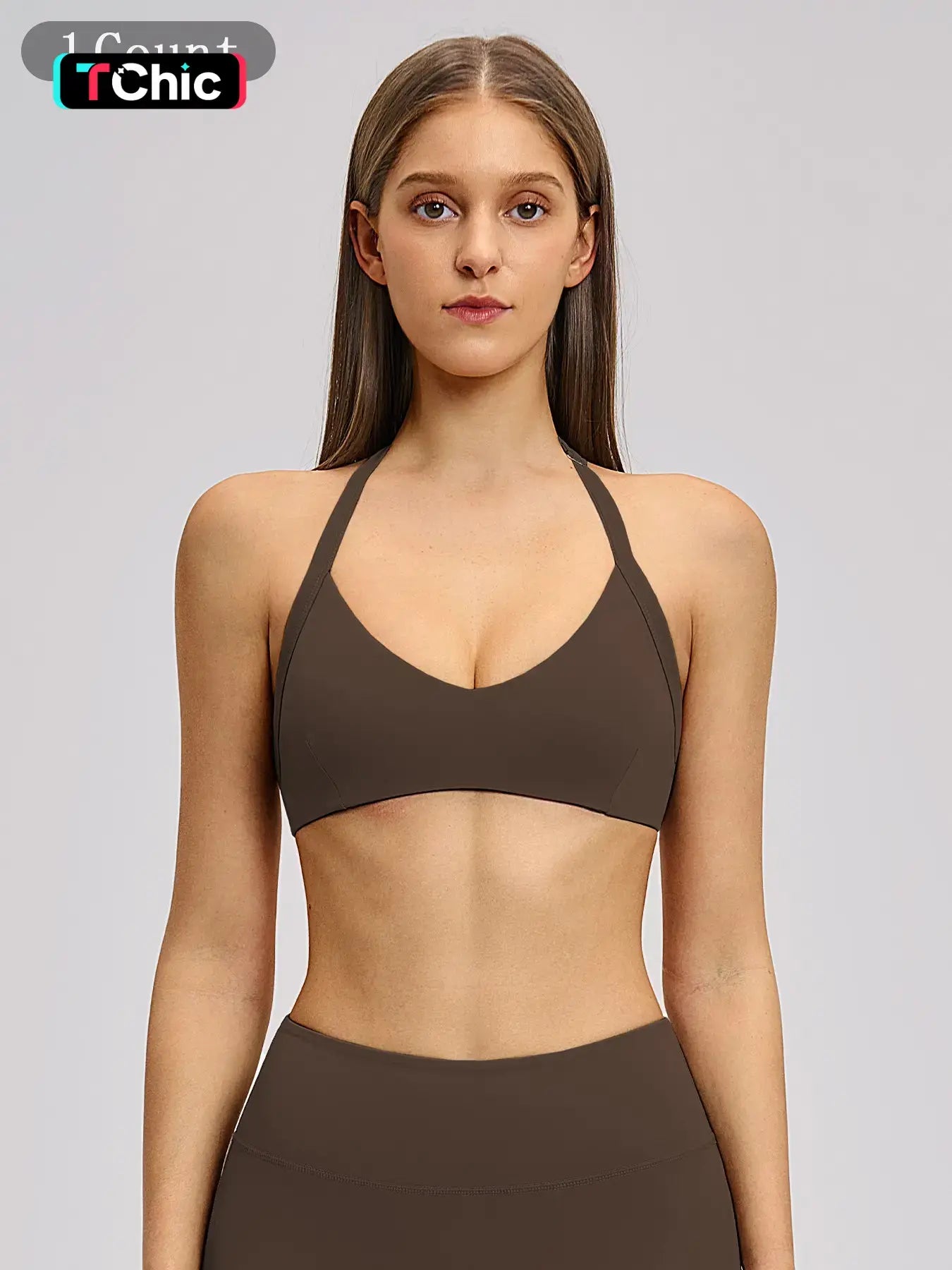 Cross-Border Plush Halter Sports Bra, Hollow Back Yoga Innerwear
