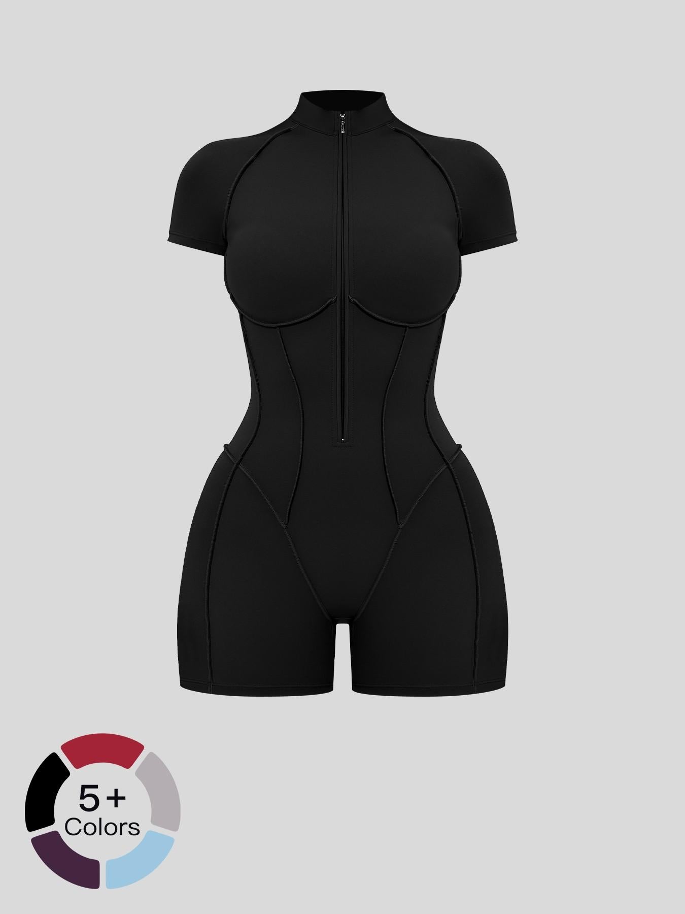 European and American Cross-Border Fitness One-Piece, Stand Collar Zipper - image 19