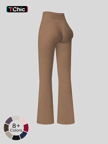High Waist Yoga Pants, Fitted Wide Leg Bell Bottoms