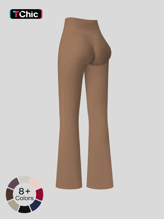 High Waist Yoga Pants, Fitted Wide Leg Bell Bottoms