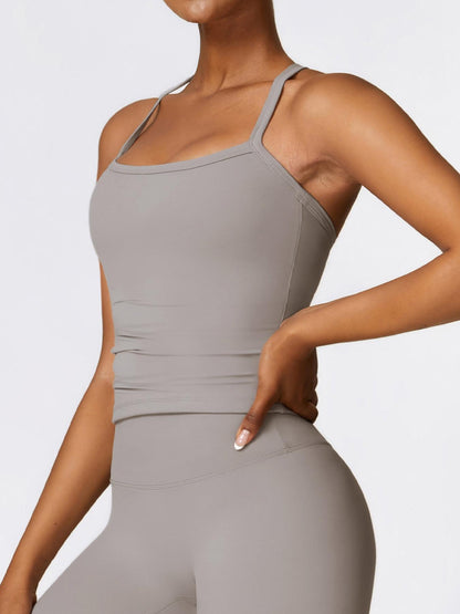 Women's Solid Backless Sports Cami Top, Quick Drying Breathable Sports Cami Top - image 12