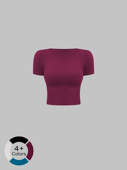 Creamy Soft Fleece Yoga for Women, Slim Fit Short Sleeve Top