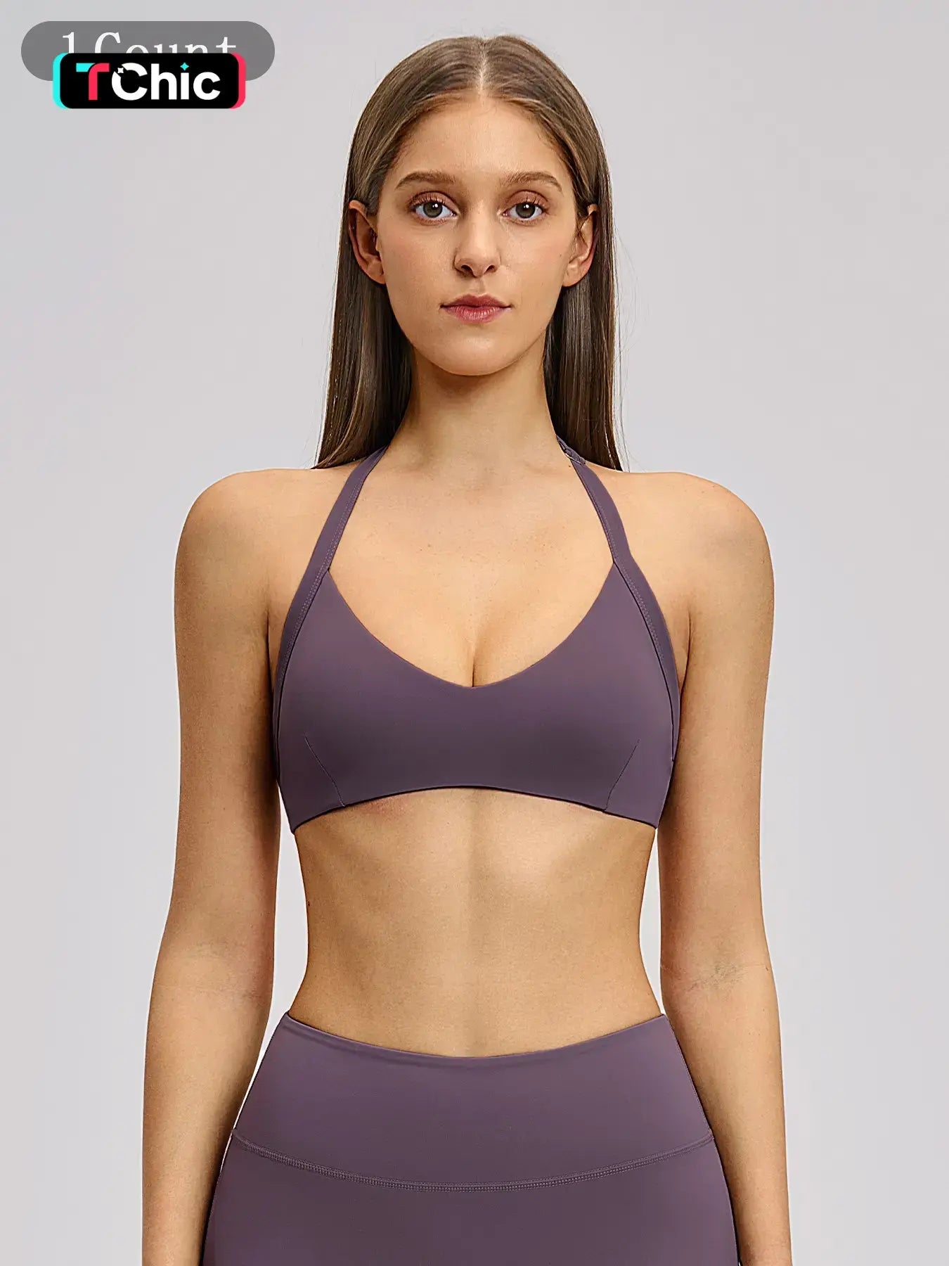 Cross-Border Plush Halter Sports Bra, Hollow Back Yoga Innerwear