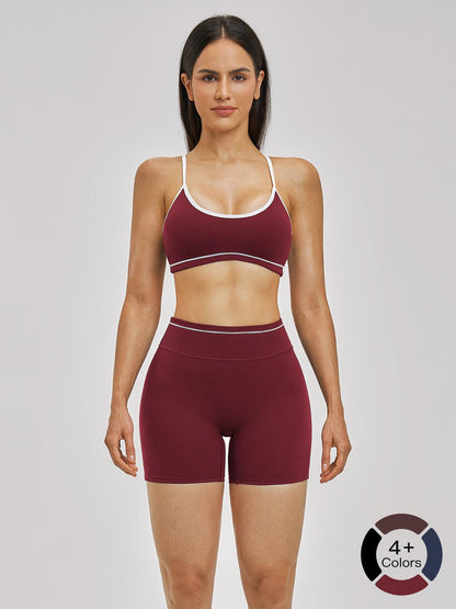 European and American Cross-Border Naked Yoga Set, Colorblock Backless Quick-Dry Fitness Set - image 11