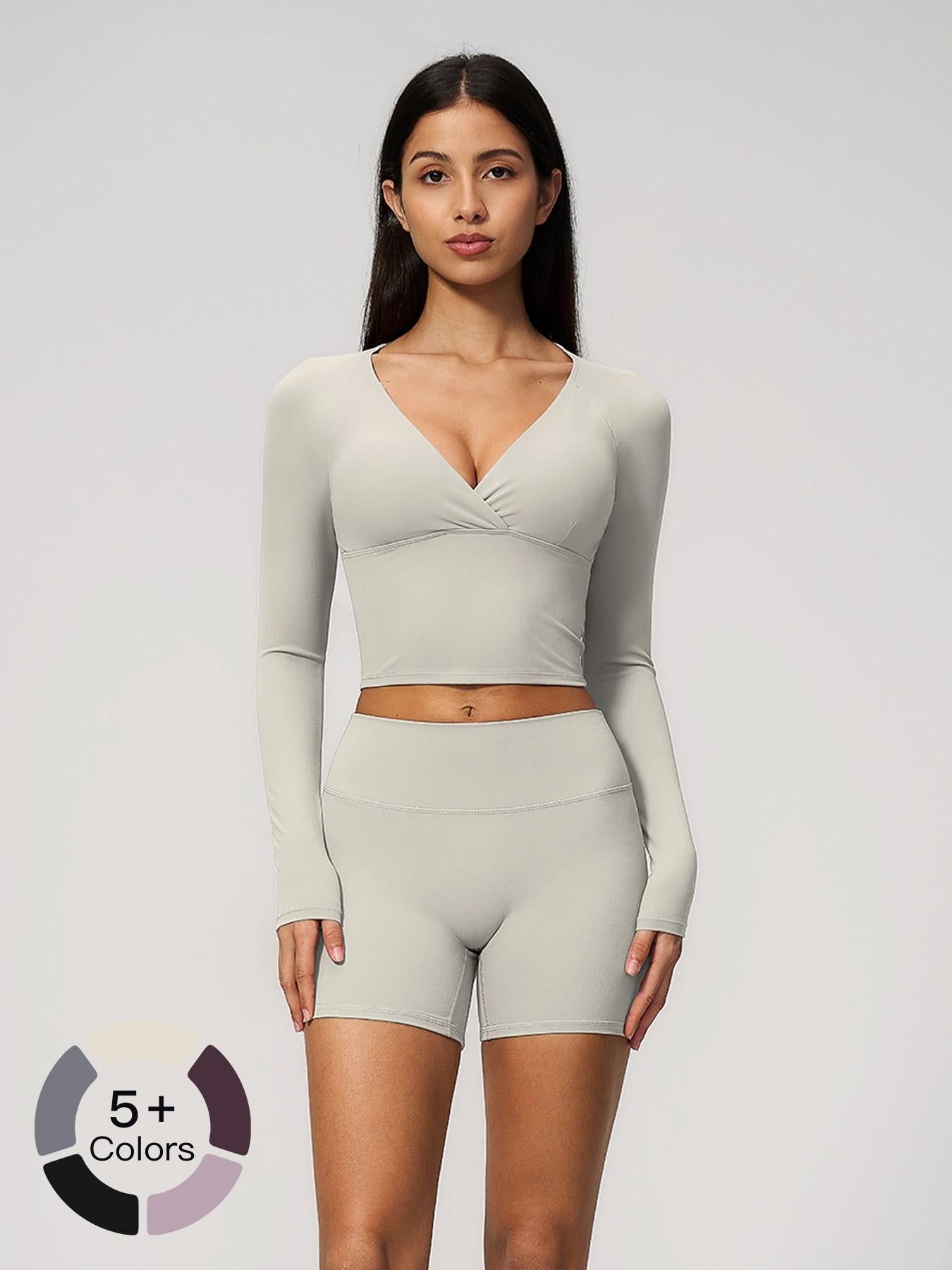 Terry Knit Workout Set, Push-Up Shockproof Dual-Layer Waistband - image 13