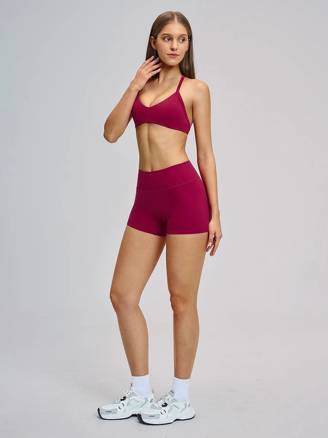 Cross-Border Brushed Yoga Set, Hollow Back Halter Top - image 8