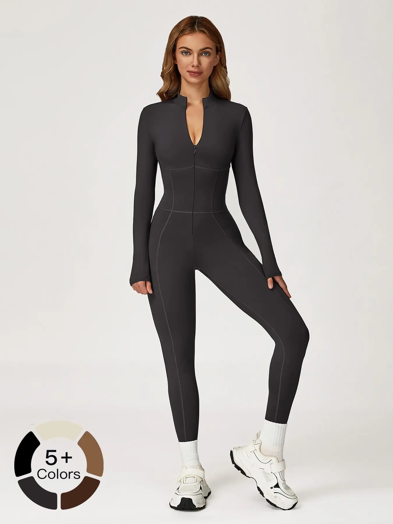 One-Piece Bodysuit with Stand Collar and Zipper, Warm Long Sleeve Outdoor Leisure Sports Fitness Yoga…
