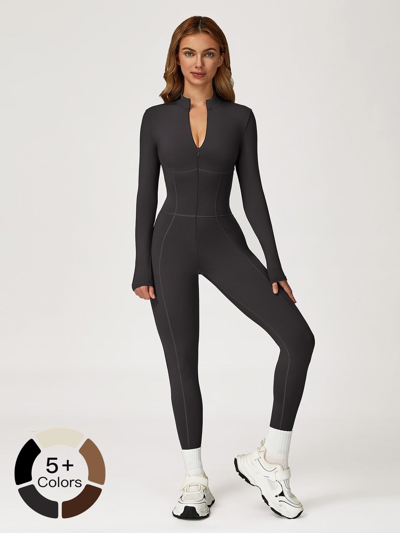 One-Piece Bodysuit with Stand Collar and Zipper, Warm Long Sleeve Outdoor Leisure Sports Fitness Yoga… - image 19