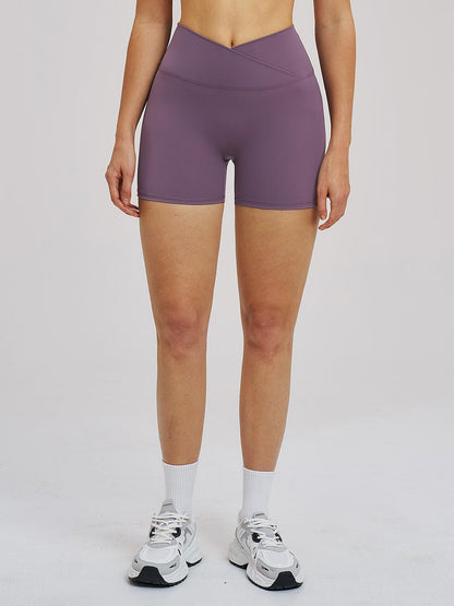 Cross Waist Yoga Shorts, Tight Fit Fleece Fitness Short Pants - image 14