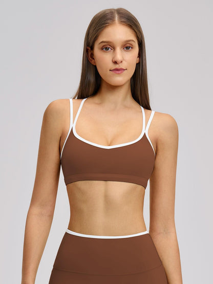 Colorblock Skin-Touch Sports Bra, Quick-Dry Tight-Fitting Cross-Back Sport Tank Top - image 9